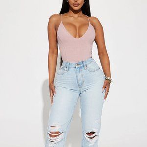 Only One Non Stretch Ripped Straight Leg Jean